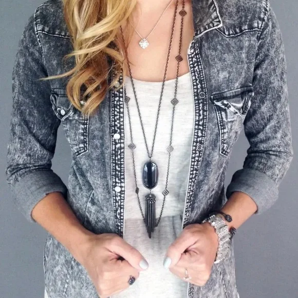 EUC Silver Devalyn Logo Necklace - Picture 2 of 2